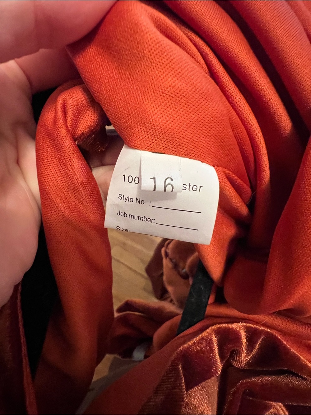 Women's Rust Velvet Drape-Front Evening Dress - Picture 4 of 4